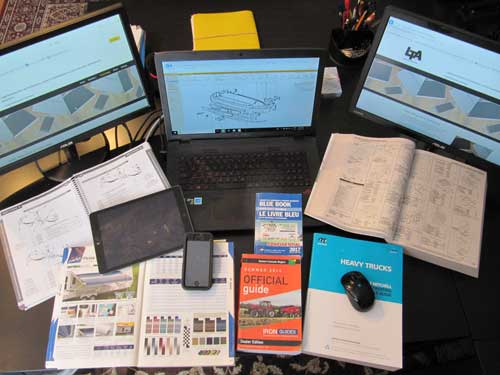 tablet, laptop, books