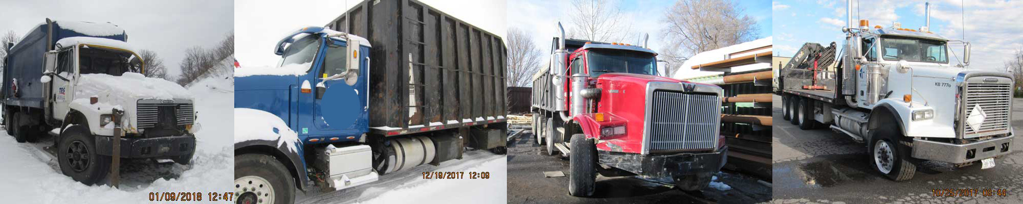 4 damaged tractors-trucks